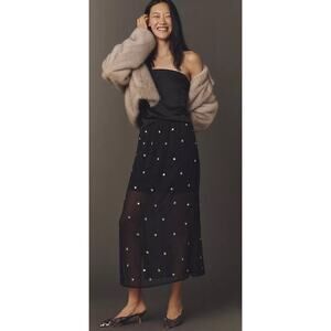 Anthropologie Sheer Shine Column midi skirt women's size L